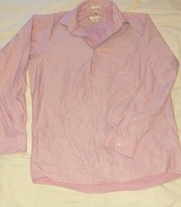 van heusen royal herringbone dress shirt 15.5 34/35 pink classic fit